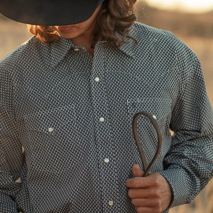 Western Shirts Men Stetson Diamond Geo Western Shirt Blue