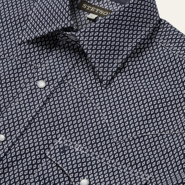 Western Shirts Men Stetson Diamond Geo Western Shirt Blue