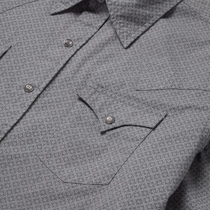 Western Shirts Men Stetson Diamond Print Western Shirt Grey