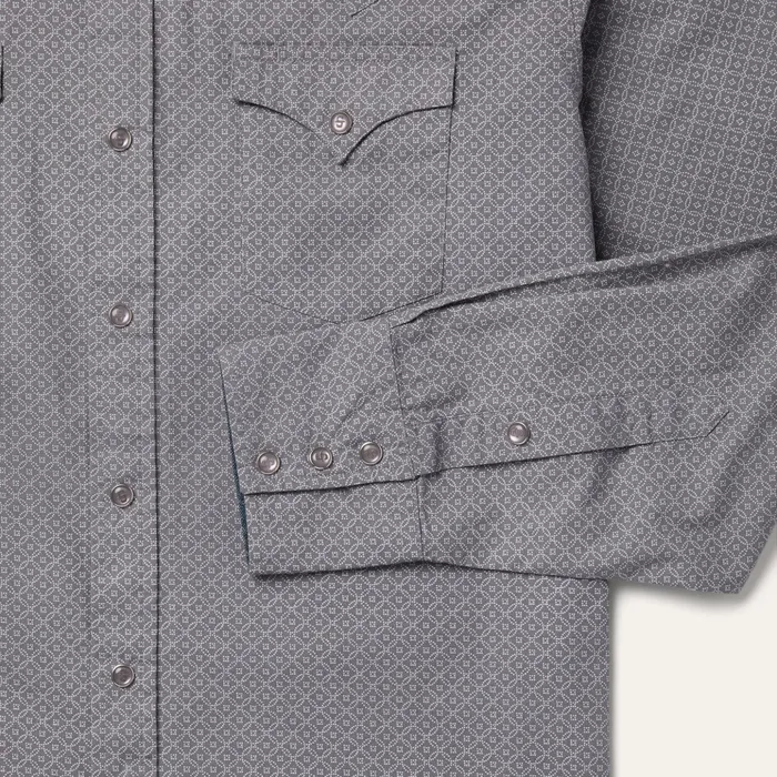 Western Shirts Men Stetson Diamond Print Western Shirt Grey