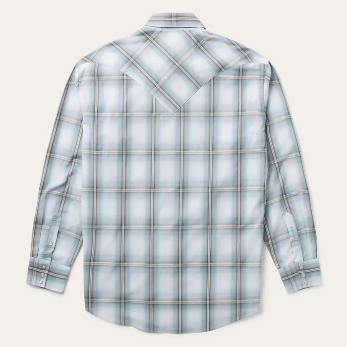 Western Shirts Men Stetson Grey Sky Ombre Plaid Western Shirt Grey