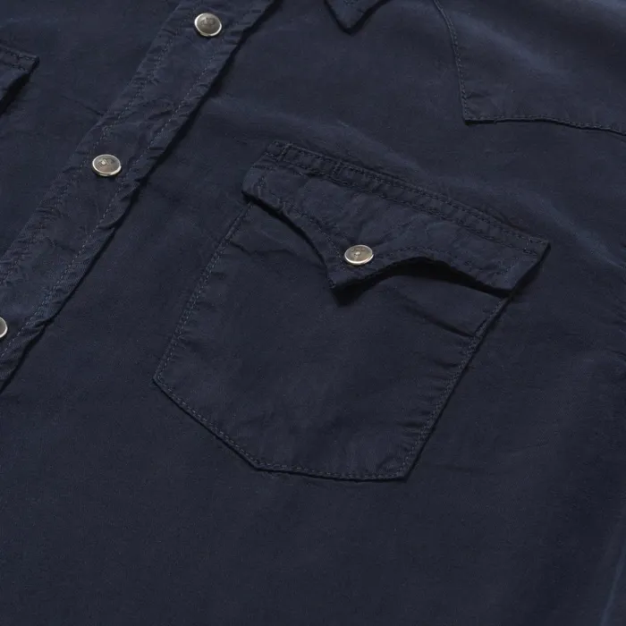 Western Shirts Men Stetson Navy Twill Shirt Blue
