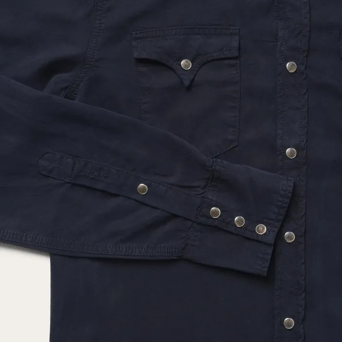 Western Shirts Men Stetson Navy Twill Shirt Blue
