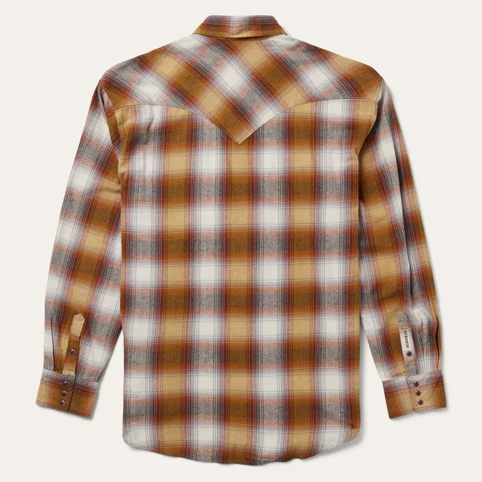 Western Shirts Men Stetson Rust Plaid Flannel Western Shirt Brown