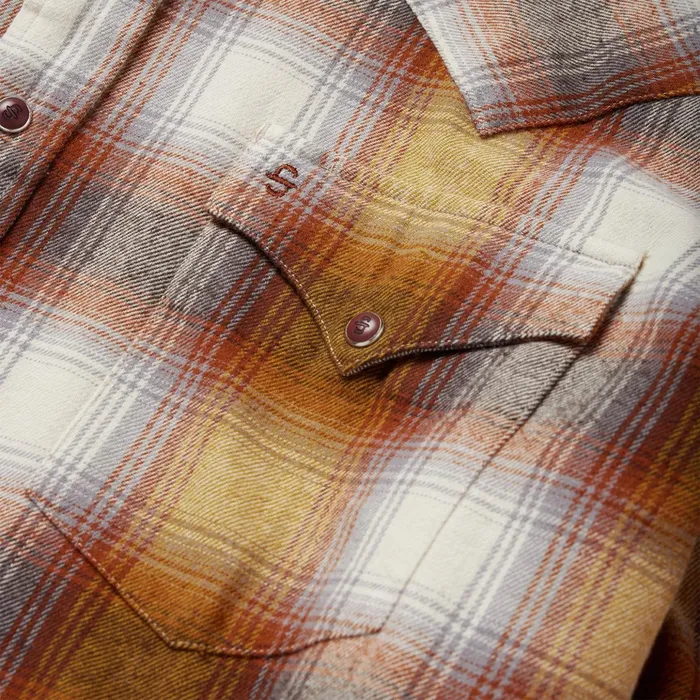 Western Shirts Men Stetson Rust Plaid Flannel Western Shirt Brown
