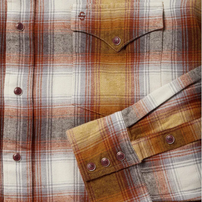 Western Shirts Men Stetson Rust Plaid Flannel Western Shirt Brown