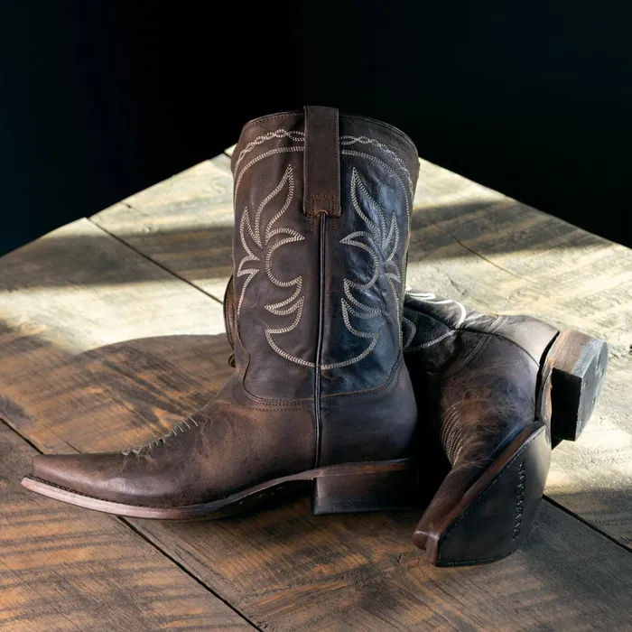 Western Women Stetson Iris MidCalf Embroidered Boot Brown