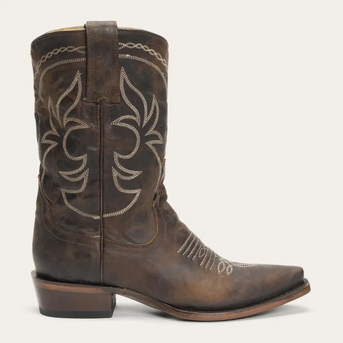 Western Women Stetson Iris MidCalf Embroidered Boot Brown