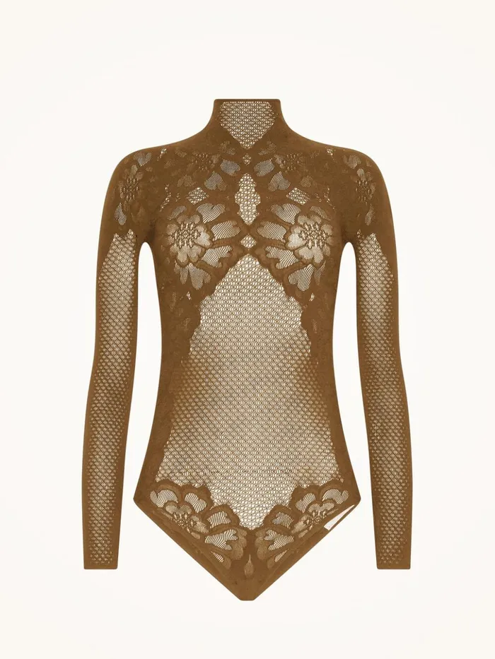 Wolford Lace Tattoo Body Tobacco Leaves Women Longsleeve Bodies
