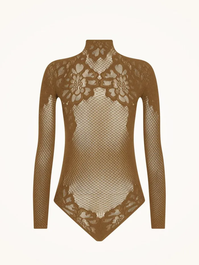 Wolford Lace Tattoo Body Tobacco Leaves Women Longsleeve Bodies