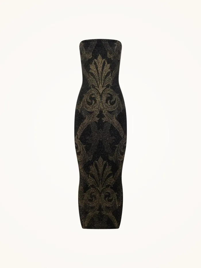 Wolford Metallic Jacquard Dress Blackgold Women Dresses and Skirts