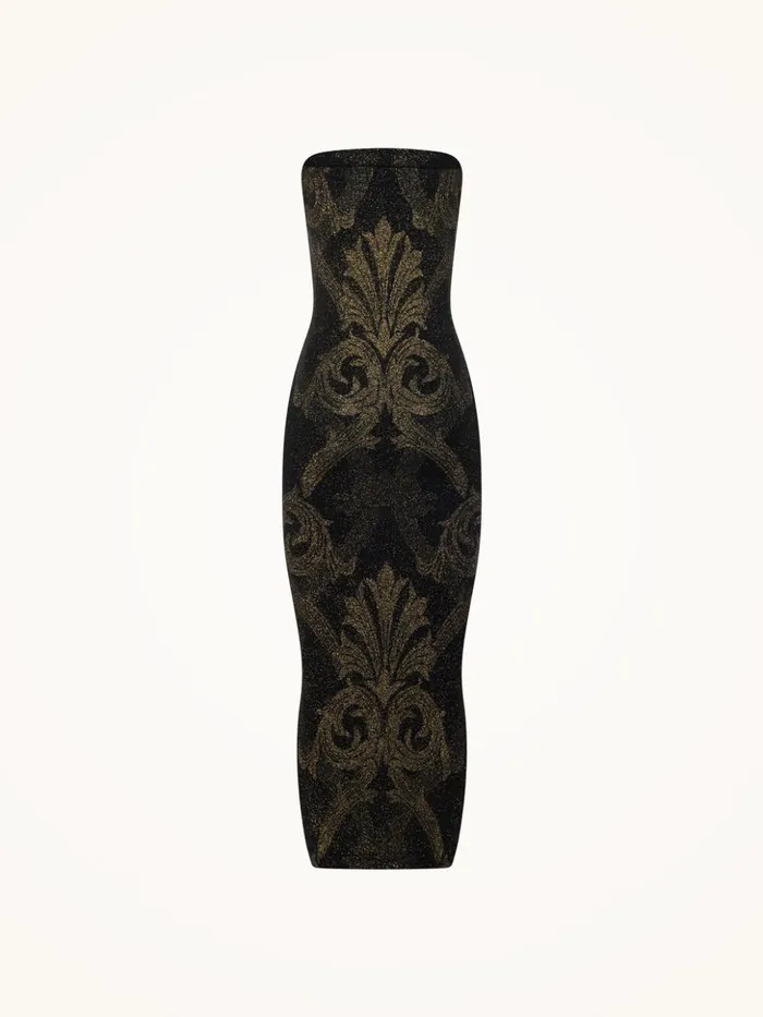 Wolford Metallic Jacquard Dress Blackgold Women Dresses and Skirts