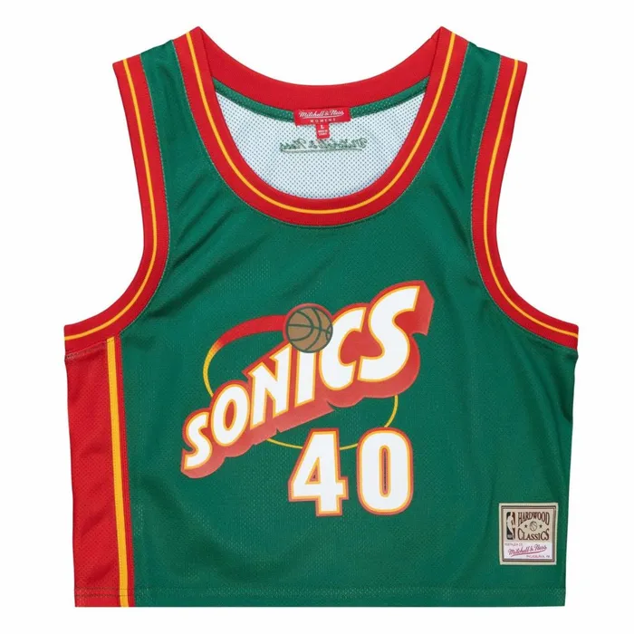 Women039s TShirts and Tops Mitchell and Ness Womens NandN Crop Tank Seattle Supersonics 1995 Shawn Kemp Women039s TShirts and Tops Mitchell and Ness Womens NandN Crop Tank Seattle Supersonics 1995 Shawn Kemp
