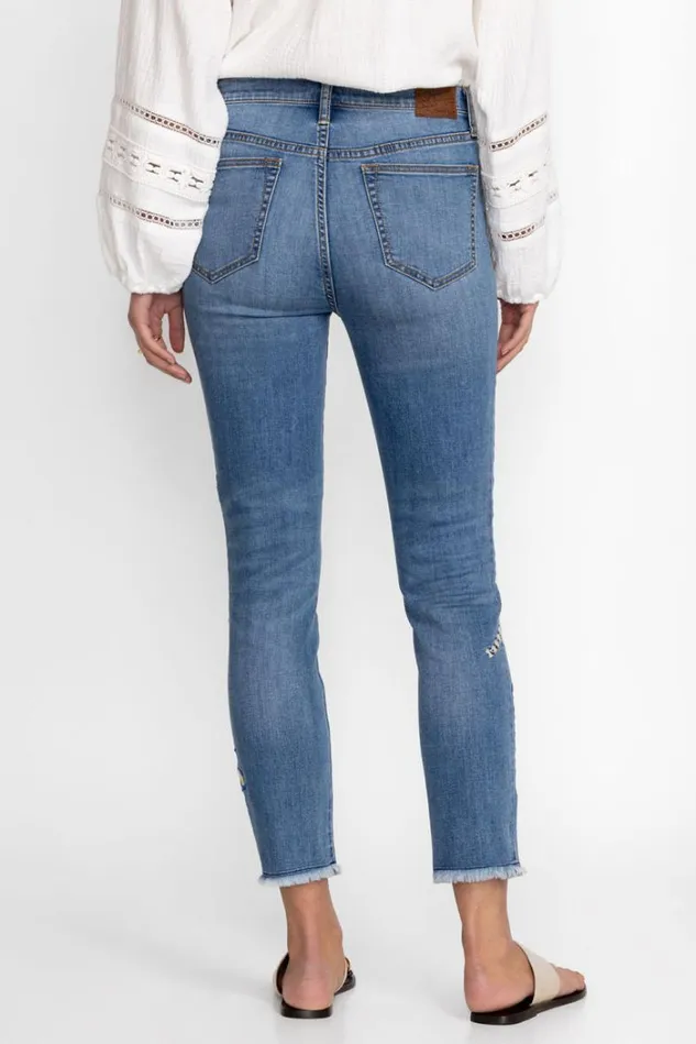 Women ADELA CROPPED SKINNY JEAN Medium Aged Indigo Johnny Was Bottoms Women ADELA CROPPED SKINNY JEAN Medium Aged Indigo Johnny Was Bottoms
