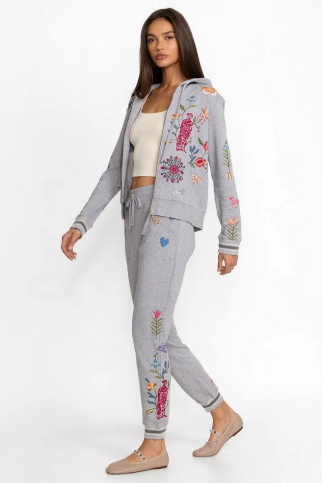 Women ADELA HEATHER FRENCH TERRY JOGGER Light Heather Gray Johnny Was Bottoms