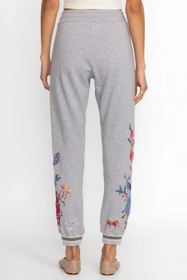 Women ADELA HEATHER FRENCH TERRY JOGGER Light Heather Gray Johnny Was Bottoms