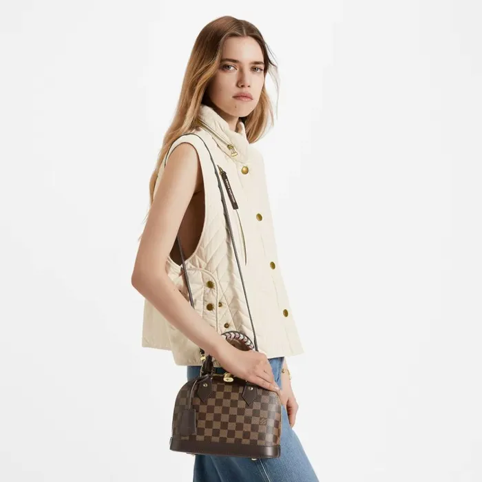 Women Alma Bag Louis Vuitton Louis Vuitton Damier Ebene Coated Canvas N40447 Braided Alma BB 8211 Louis Vuitton Handbag Store