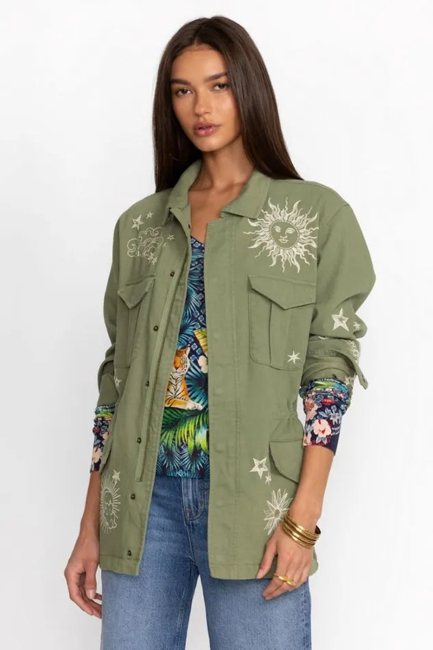 Women ANDROMEDA PARIS DRAWSTRING ARMY COAT Tortoise Johnny Was Outerwear Women ANDROMEDA PARIS DRAWSTRING ARMY COAT Tortoise Johnny Was Outerwear