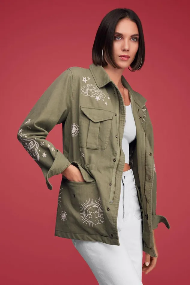 Women ANDROMEDA PARIS DRAWSTRING ARMY COAT Tortoise Johnny Was Outerwear Women ANDROMEDA PARIS DRAWSTRING ARMY COAT Tortoise Johnny Was Outerwear