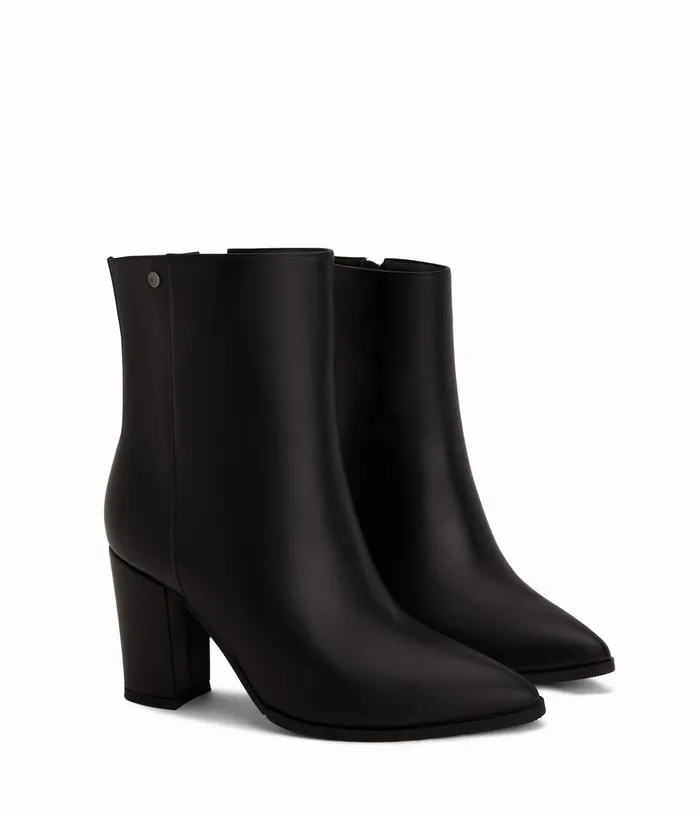 Women Asai Vegan High Heel Boots Black Matt and Nat Heels