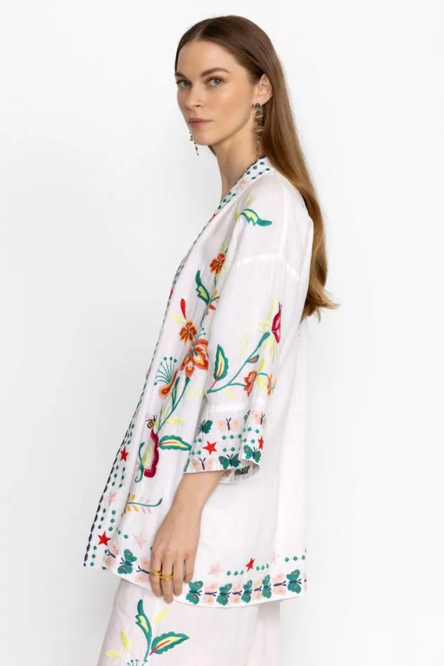 Women AVERI LINEN KIMONO White Johnny Was Kimonos Women AVERI LINEN KIMONO White Johnny Was Kimonos