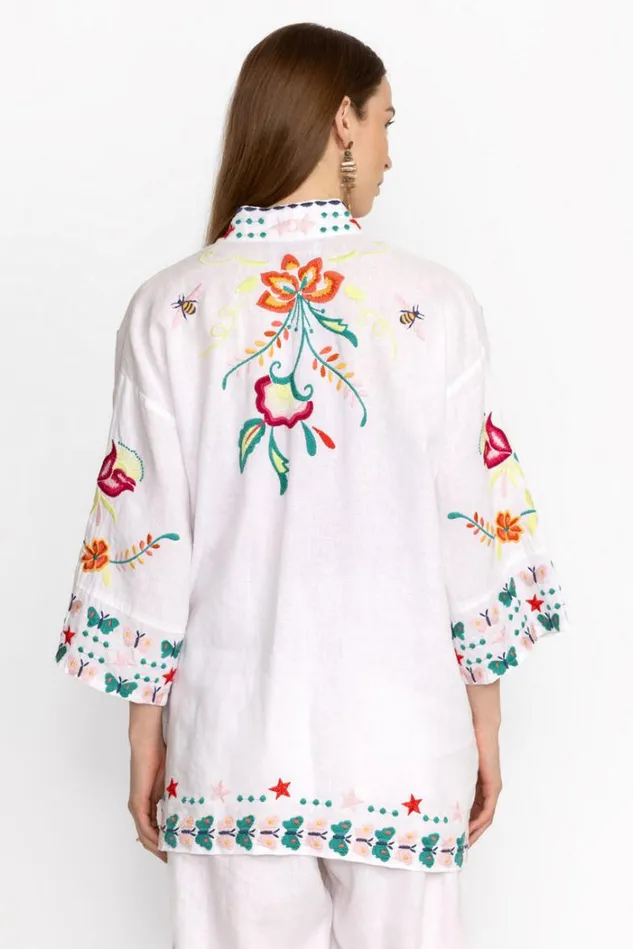 Women AVERI LINEN KIMONO White Johnny Was Kimonos Women AVERI LINEN KIMONO White Johnny Was Kimonos