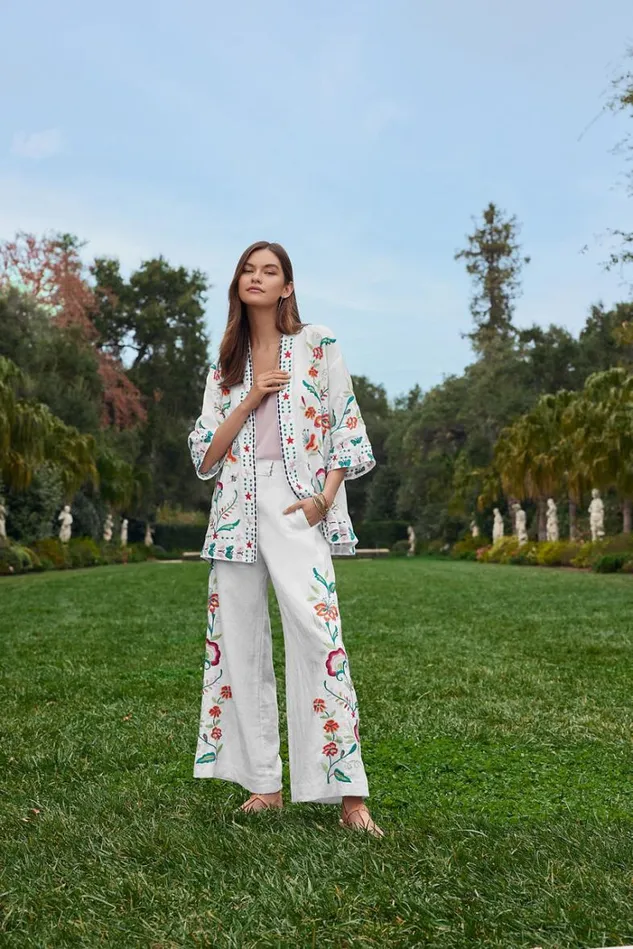 Women AVERI LINEN KIMONO White Johnny Was Kimonos Women AVERI LINEN KIMONO White Johnny Was Kimonos