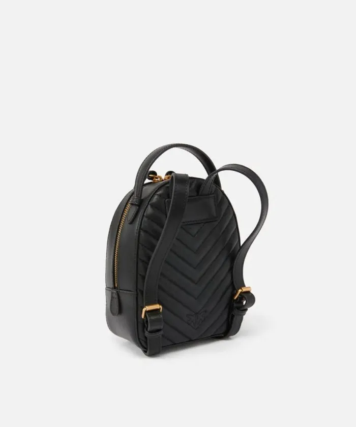 Women Backpacks Pinko Love Bag Mini Matelass Leather Backpack Blackantique Gold Women Backpacks Pinko Love Bag Mini Matelass Leather Backpack Blackantique Gold
