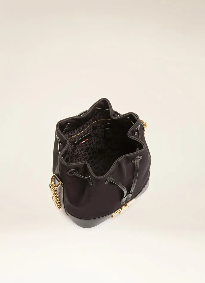 Women Bally Crossbody Bags Eoh 8211 Nylon Bucket Bag In Black