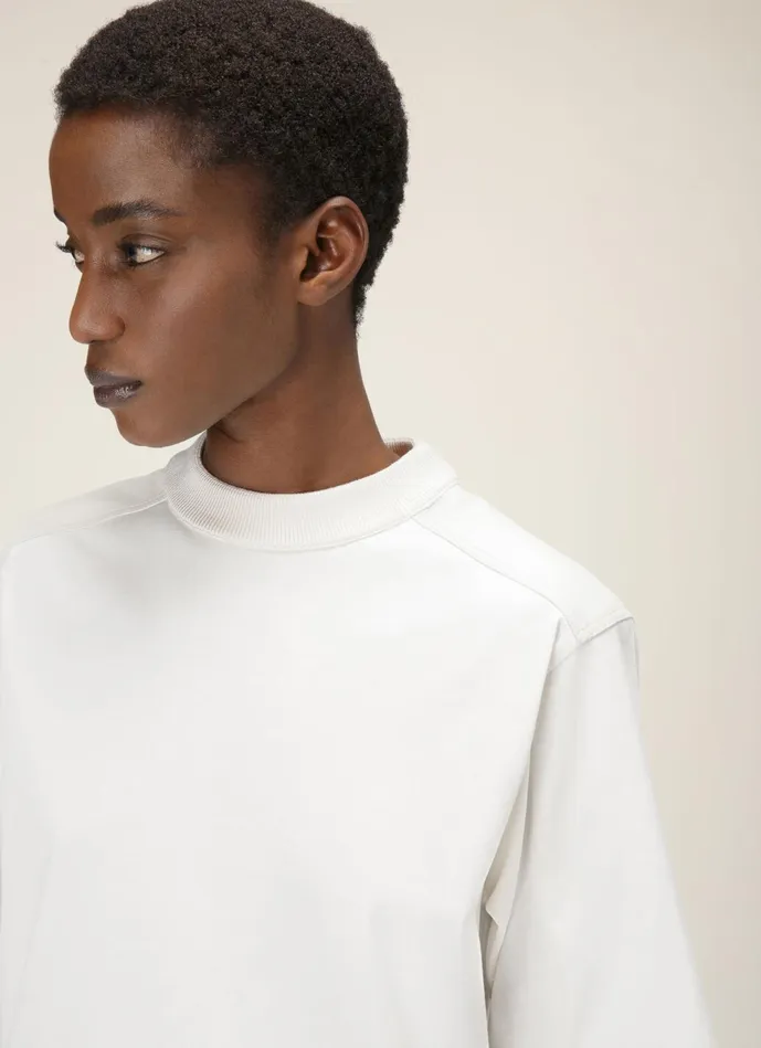Women Bally Tops Leather Insert TShirt 8211 Cotton TShirt In Bone
