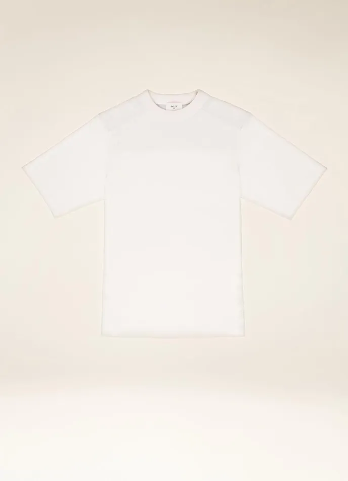 Women Bally Tops Leather Insert TShirt 8211 Cotton TShirt In Bone