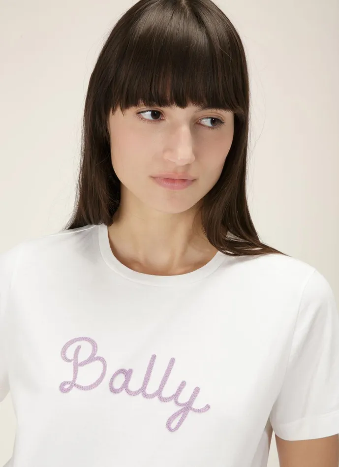 Women Bally Tops Logo TShirt 8211 Cotton TShirt In Bone