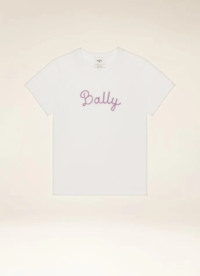 Women Bally Tops Logo TShirt 8211 Cotton TShirt In Bone