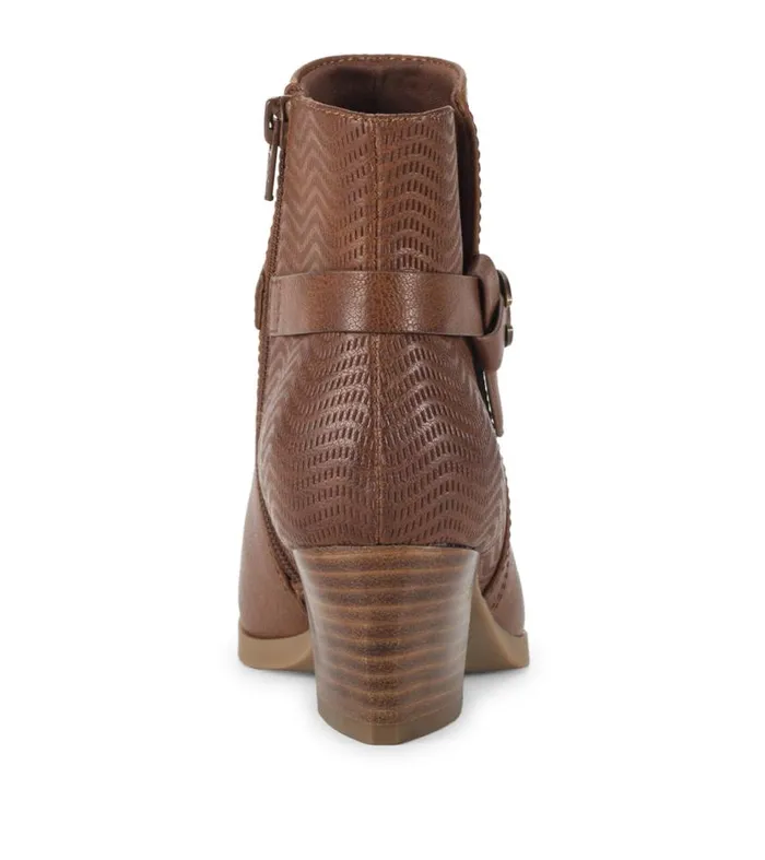 Women Baretraps Booties Linda Block Heel Bootie Cognac Women Baretraps Booties Linda Block Heel Bootie Cognac