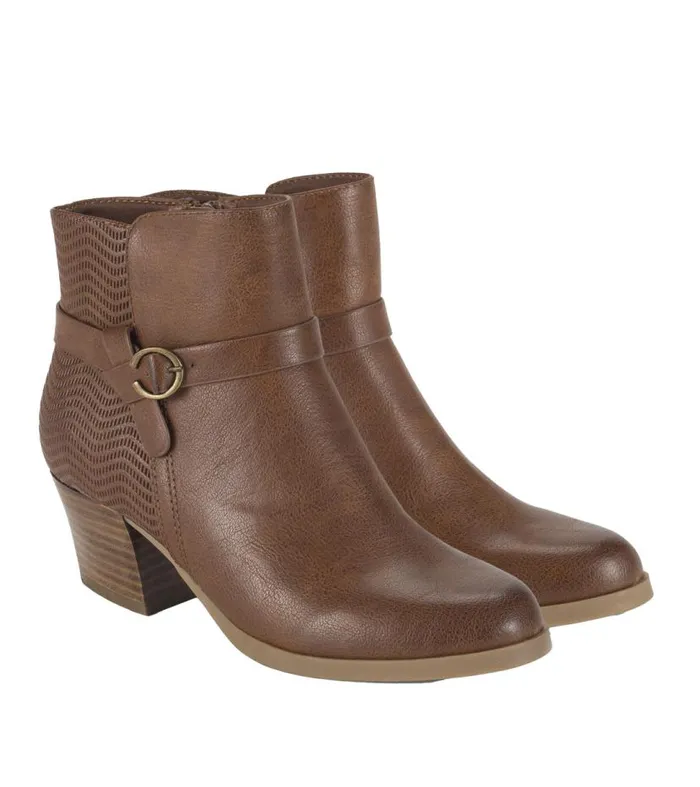 Women Baretraps Booties Linda Block Heel Bootie Cognac Women Baretraps Booties Linda Block Heel Bootie Cognac