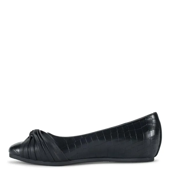 Women Baretraps Flats and Loafers Chainey Casual Flat Black Croco Women Baretraps Flats and Loafers Chainey Casual Flat Black Croco