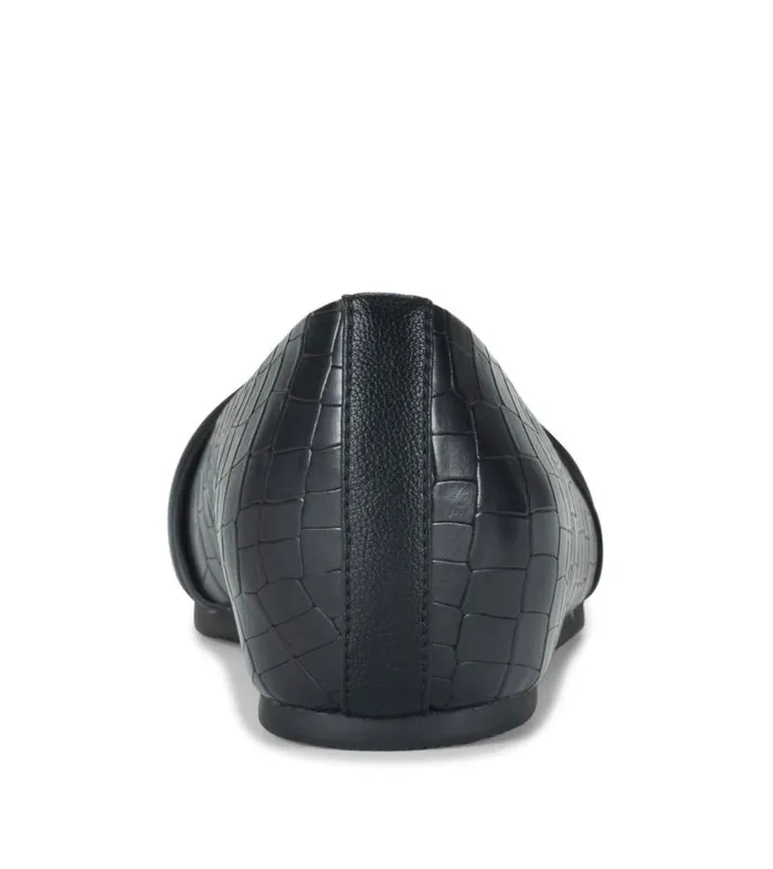 Women Baretraps Flats and Loafers Chainey Casual Flat Black Croco Women Baretraps Flats and Loafers Chainey Casual Flat Black Croco