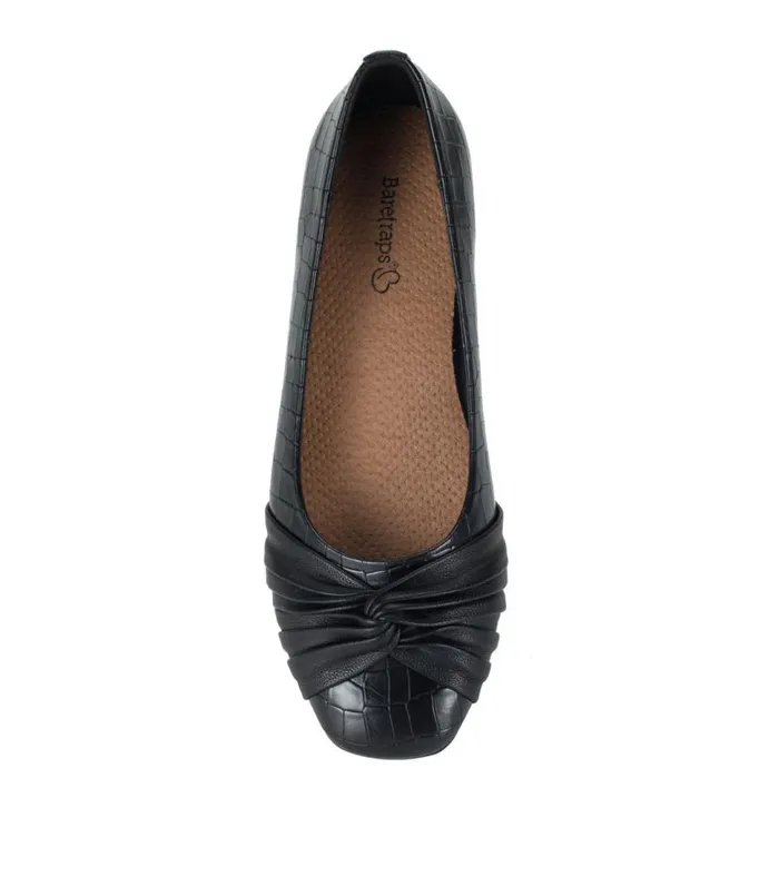 Women Baretraps Flats and Loafers Chainey Casual Flat Black Croco Women Baretraps Flats and Loafers Chainey Casual Flat Black Croco