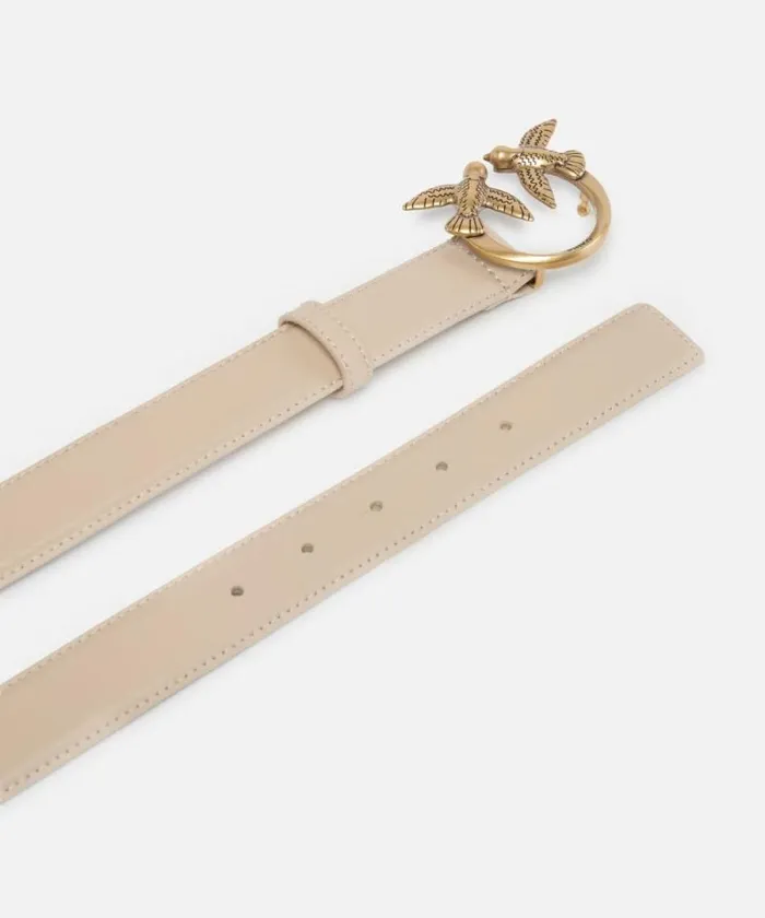 Women Belts Pinko Love Birds Leather Belt 3cm Beigesmoke Greyantiquegold Women Belts Pinko Love Birds Leather Belt 3cm Beigesmoke Greyantiquegold