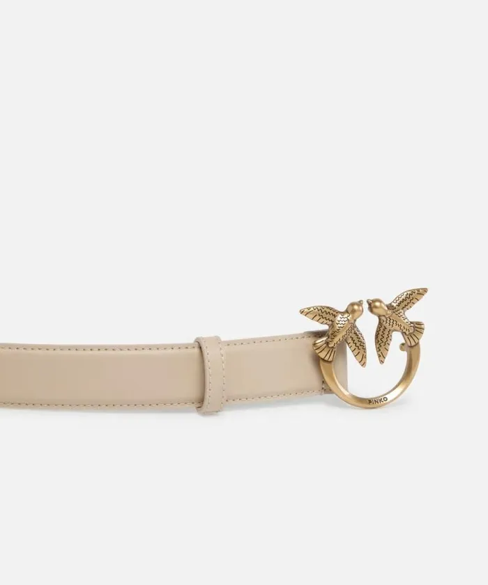 Women Belts Pinko Love Birds Leather Belt 3cm Beigesmoke Greyantiquegold Women Belts Pinko Love Birds Leather Belt 3cm Beigesmoke Greyantiquegold