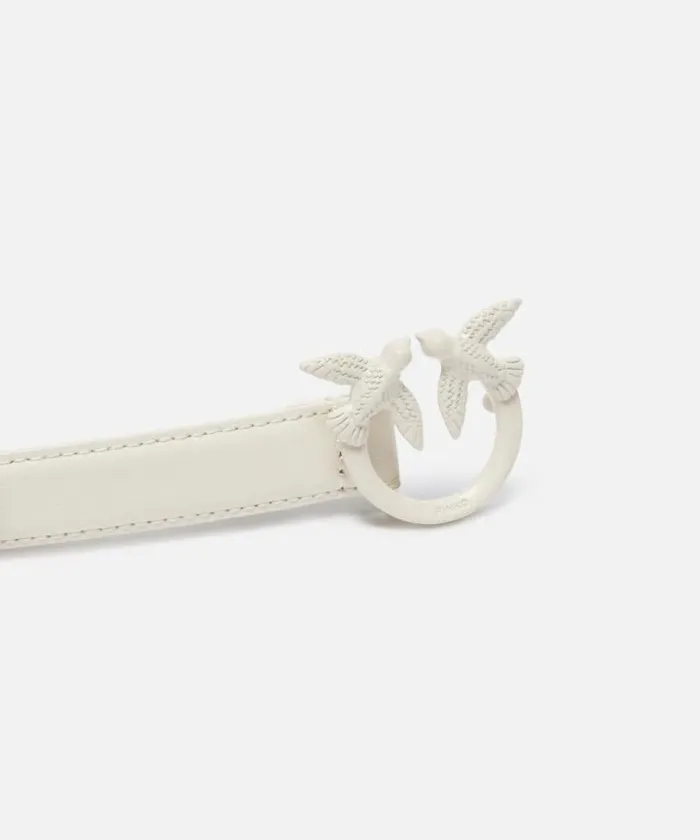 Women Belts Pinko Thin Colourblock Love Birds Leather Belt 2cm White Whiteblock Colour Women Belts Pinko Thin Colourblock Love Birds Leather Belt 2cm White Whiteblock Colour