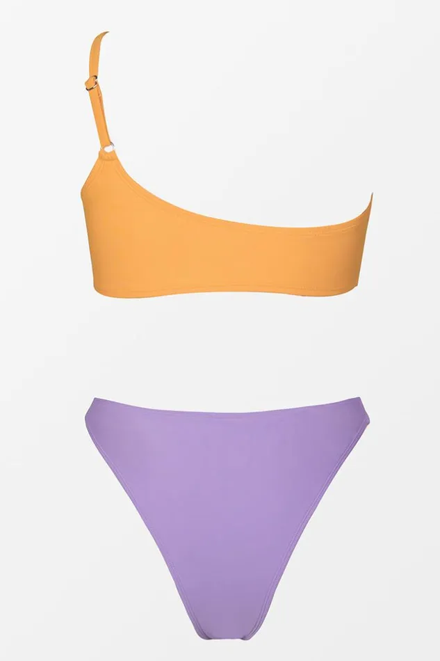 Women Bikini Sets Cupshe Beach Party Solid One Shoulder Bralette And Extra Cheeky High Waist Set Multicolor