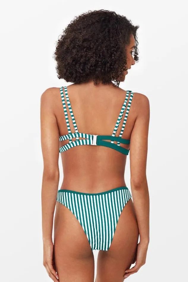 Women Bikini Sets Cupshe Ellie Striped Knot Front Bikini Green
