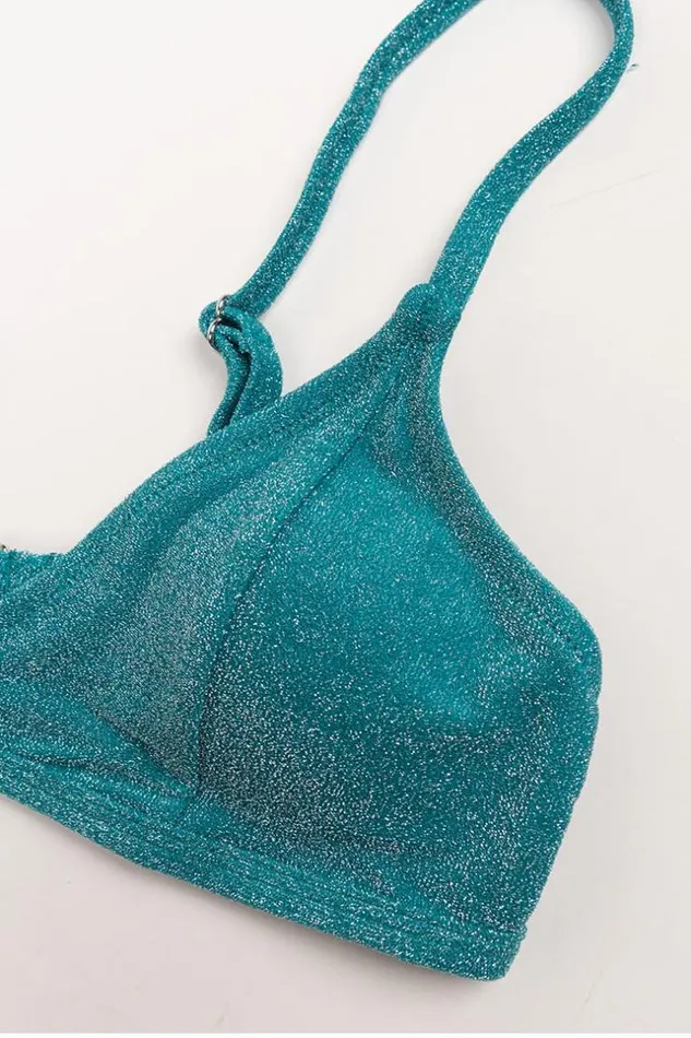 Women Bikini Sets Cupshe Estelle Shimmery Back Hook Bikini Blue