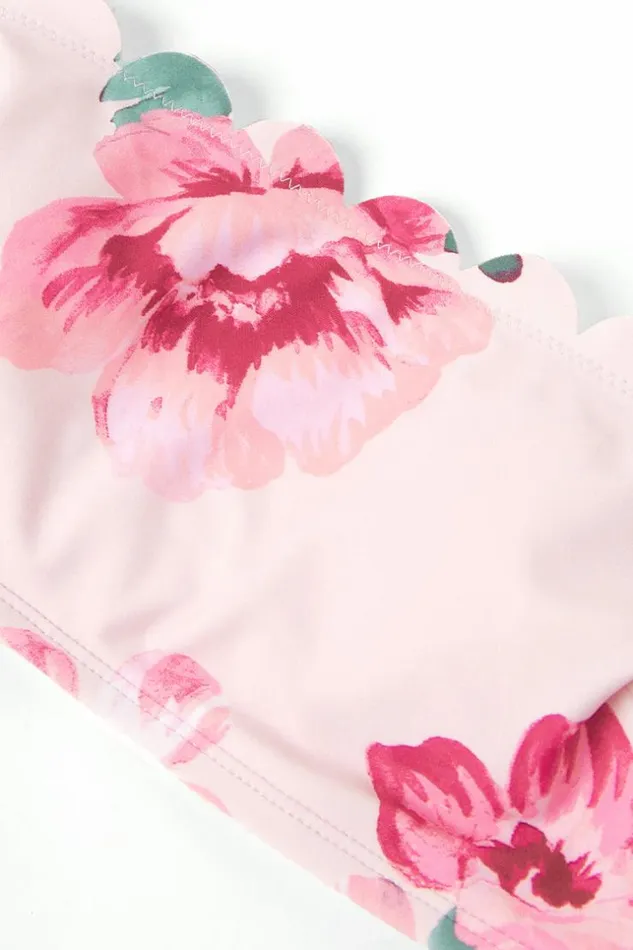 Women Bikini Sets Cupshe Inscribed Peony Scalloped Bralette And Hipster Bikini Set Multicolor