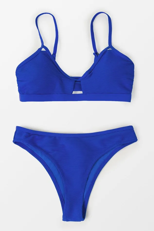 Women Bikini Sets Cupshe Kathryn Blue Hollow Out Bikini Blue