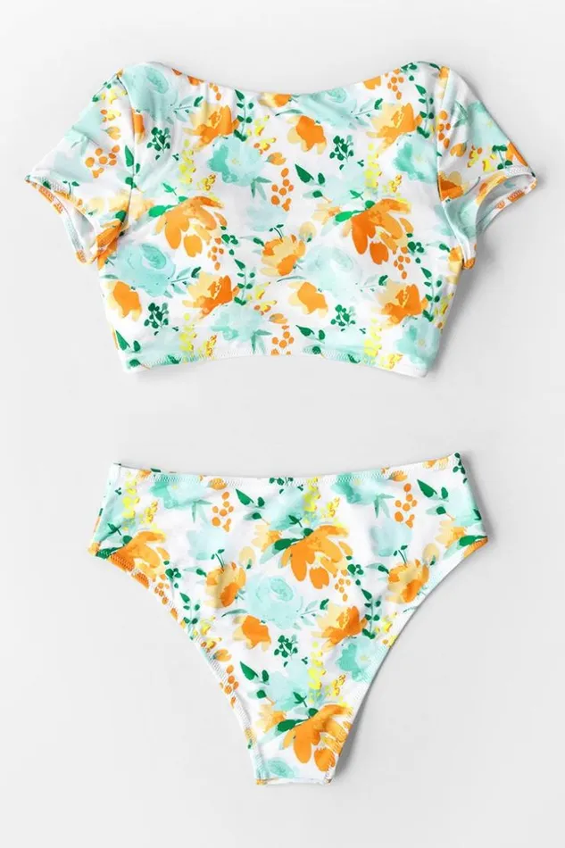 Women Bikini Sets Cupshe Sweet Floral Bowknot Tank Bikini Multicolor