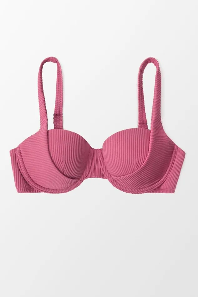Women Bikini Tops Cupshe Carson Rib Underwire Bikini Top Red