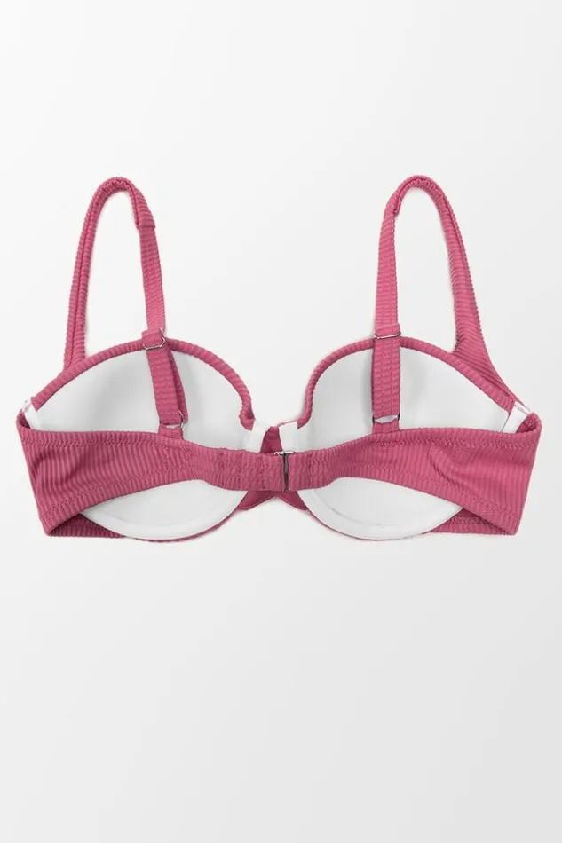 Women Bikini Tops Cupshe Carson Rib Underwire Bikini Top Red