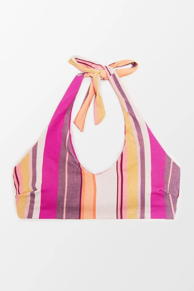 Women Bikini Tops Cupshe Nikita Striped Halter Bikini Top Multicolor